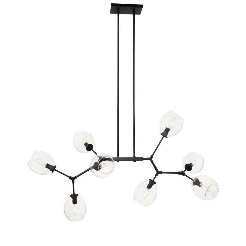 Coal Black Crystal 8-Light Dimmable Chandelier with Clear Glass