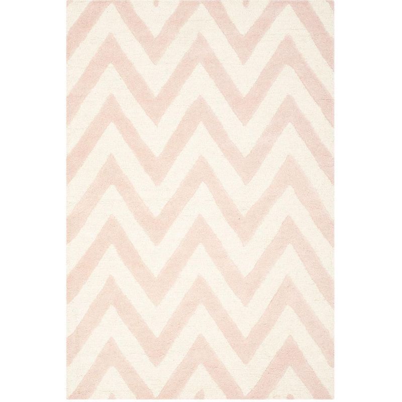 Light Pink and Ivory Hand-Tufted Wool Area Rug 3' x 5'