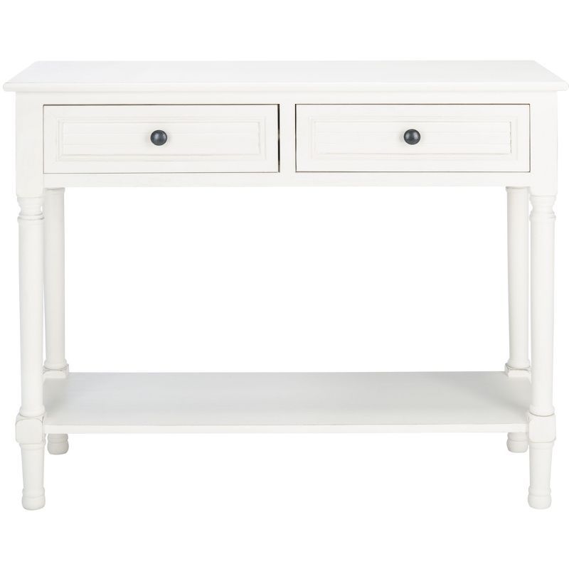 Tate Modern Farmhouse 40" White Wood & Metal Console Table with Storage