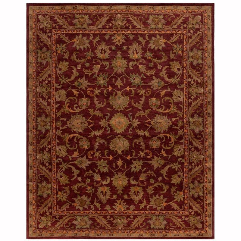 Antique Elegance 90'' Red and Gold Hand-Tufted Wool Rug