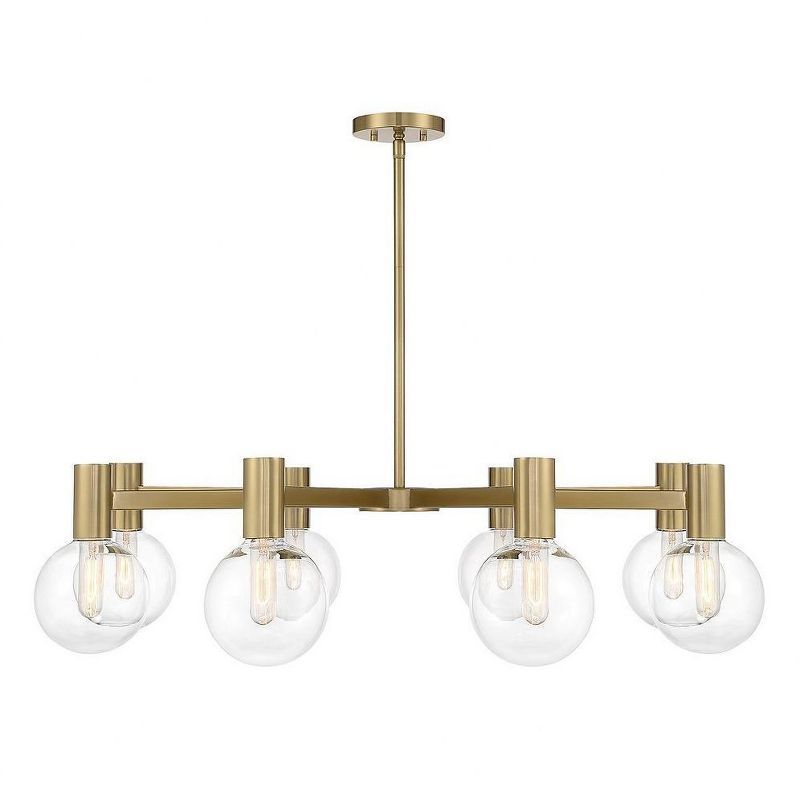 Wright 8-Light Warm Brass Chandelier with Clear Glass Shades