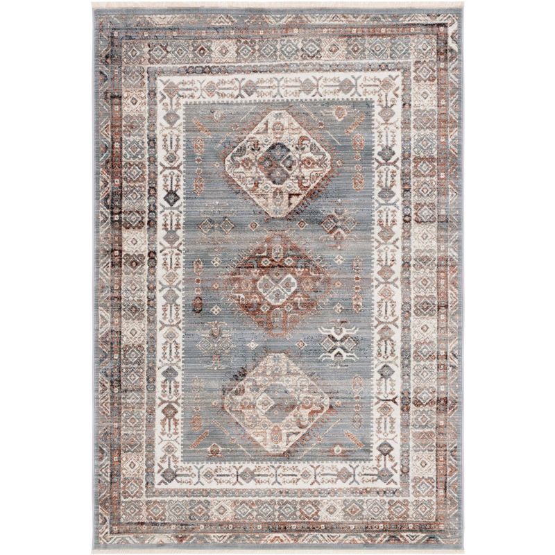 Vintage Gray and Cream Persian Style Wool Area Rug