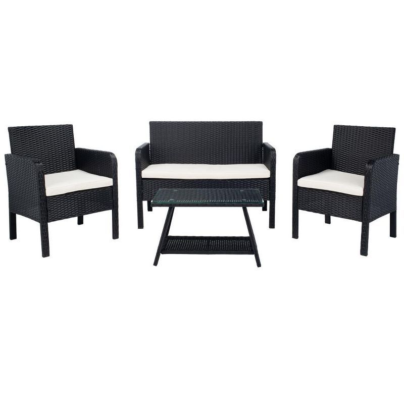 Aboka Black and Light Grey 4-Piece Outdoor Conversation Set