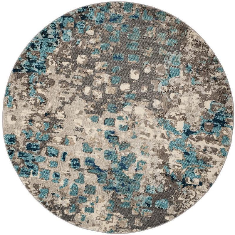 Elysian Gray Abstract 59" Round Synthetic Area Rug