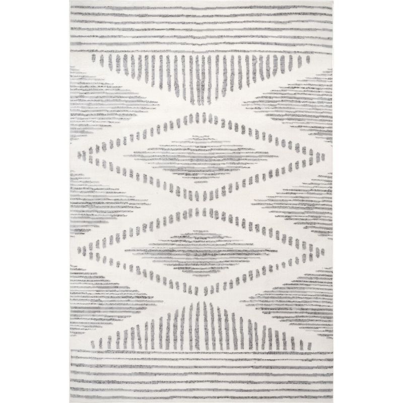 Briggs Light Gray and Ivory Geometric Synthetic Area Rug