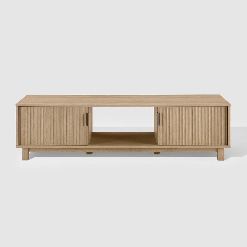 Coastal Oak Modern Fluted 2-Door TV Stand