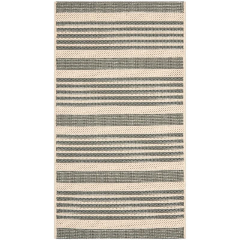 Easy-Care Gray Stripe Synthetic Rectangular Area Rug, 2' x 3'7"