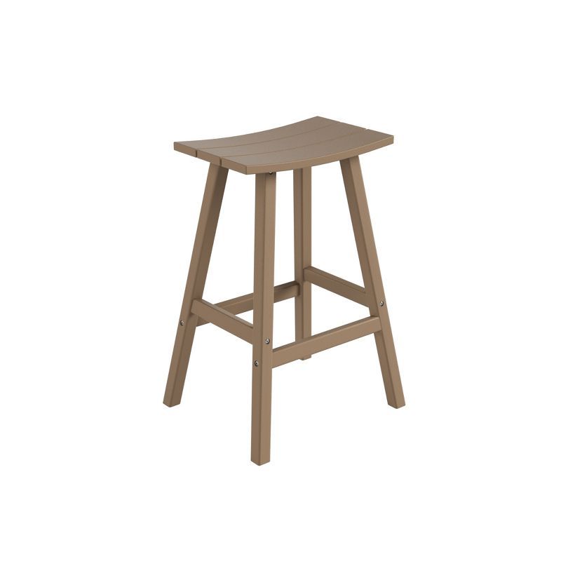 Weathered Wood 29" HDPE Outdoor Saddle Seat Bar Stool