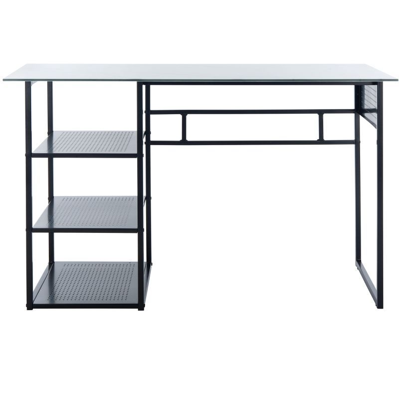 Transitional Black Metal and Glass 47" Home Office Desk