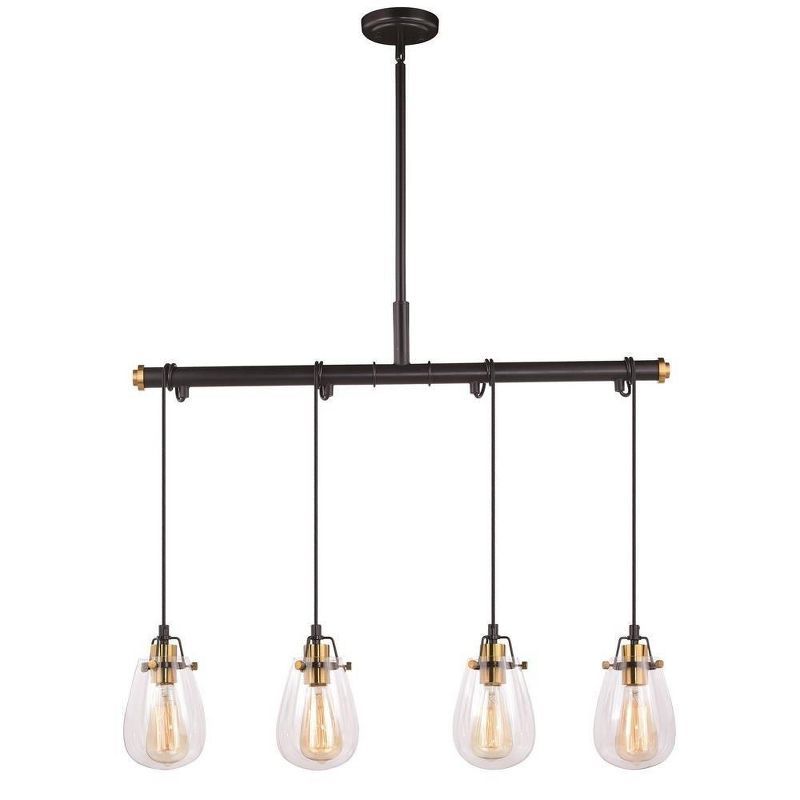 Kassidy 32.5'' Black and Natural Brass Four-Light Indoor/Outdoor Pendant