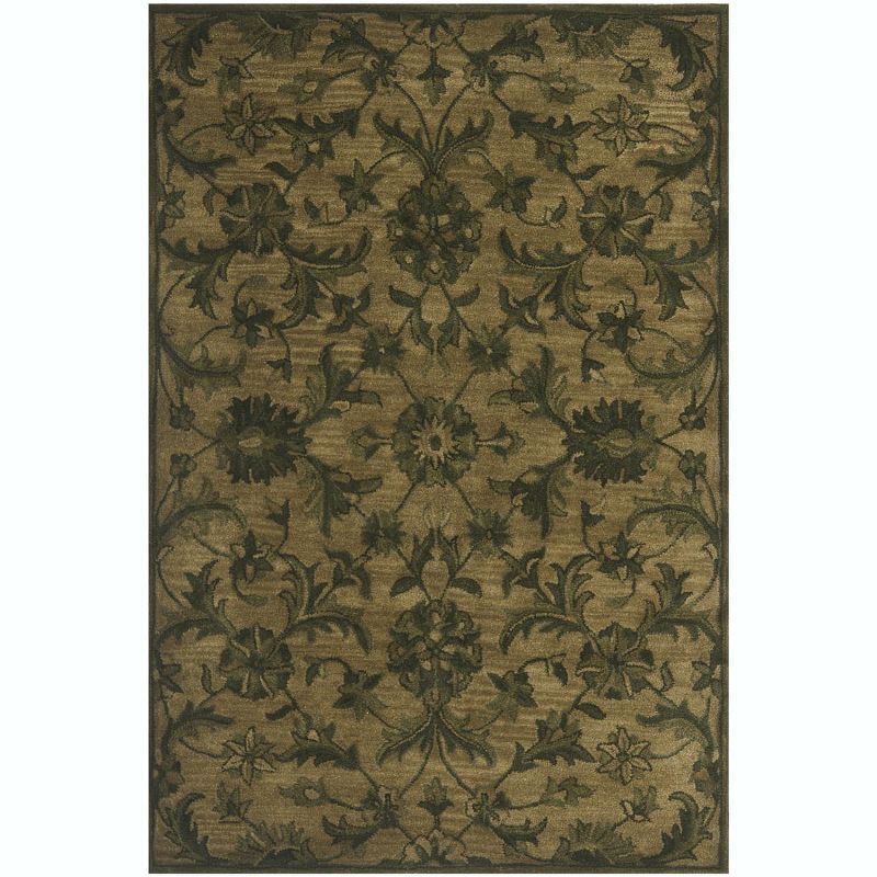 Olive Green Hand-Tufted Wool Rectangular Rug 2' x 3'
