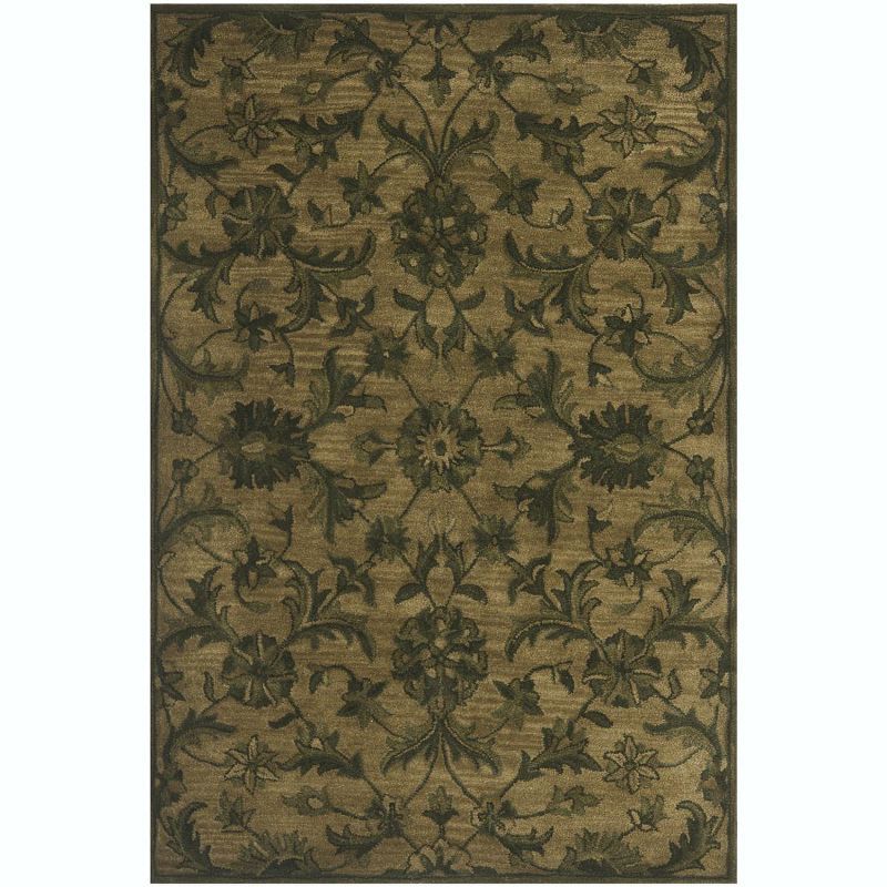 Olive Green Hand-Tufted Wool Rectangular Rug 2' x 3'