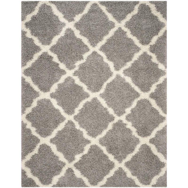 Grey and Ivory High Pile Shag Area Rug, 10' x 14'