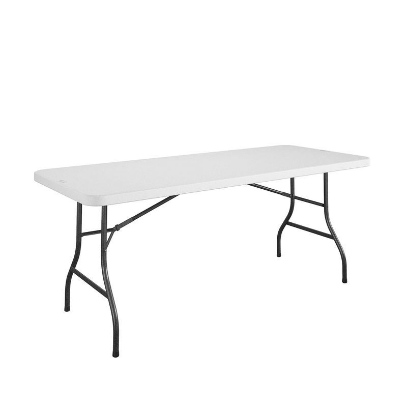 6-Foot White Resin Folding Banquet Table with Steel Frame