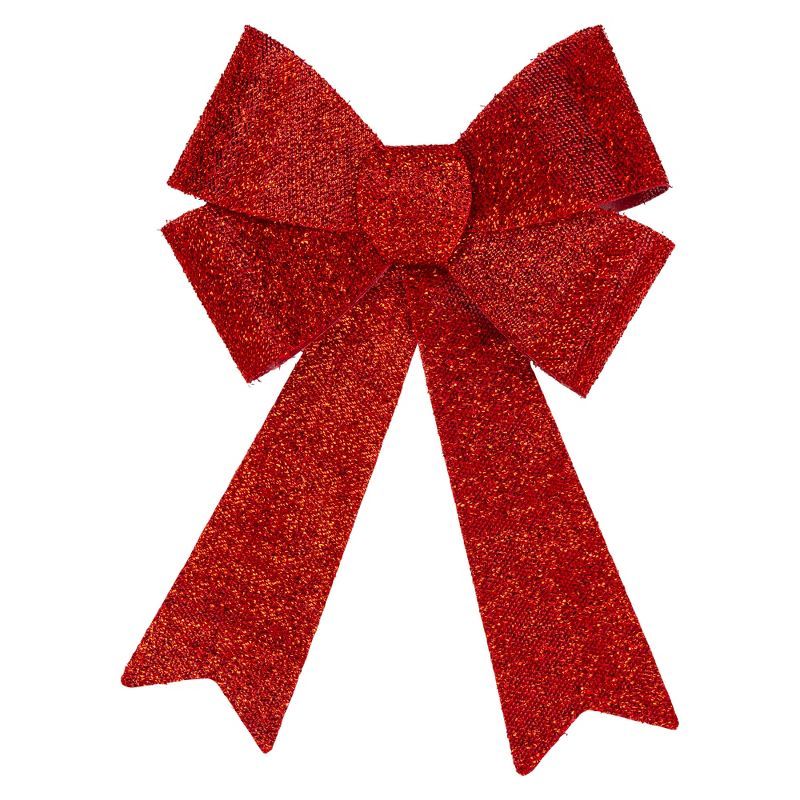 Red Tinsel 18" Christmas Bow Decoration