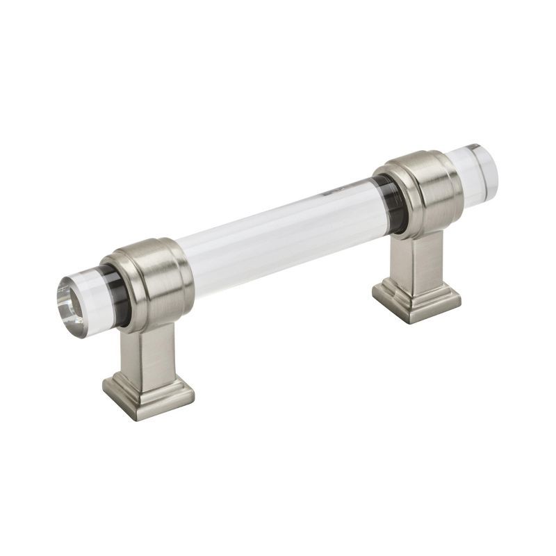 Clear and Satin Nickel 3" Modern Cabinet Pull