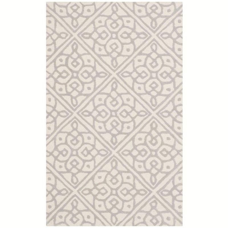 Ivory and Grey Hand-Tufted Wool Rectangular Area Rug