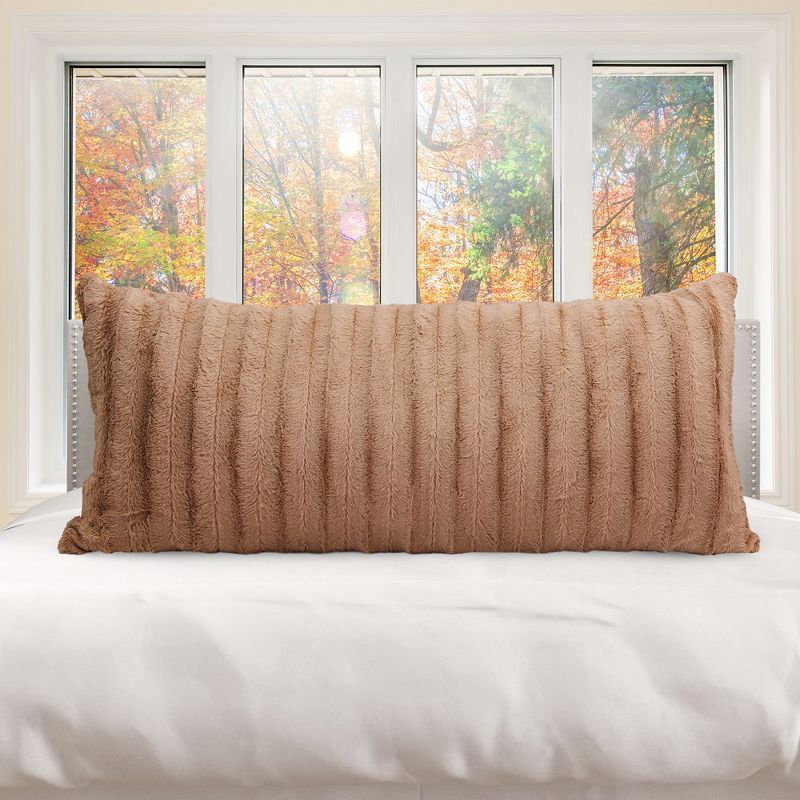 Sand Faux Fur Rectangular Body Pillow for Kids - 18" x 40"