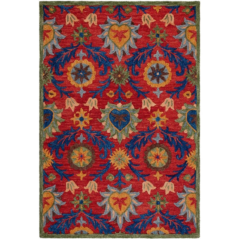 Handmade Tufted Red/Blue Wool 8' x 10' Area Rug