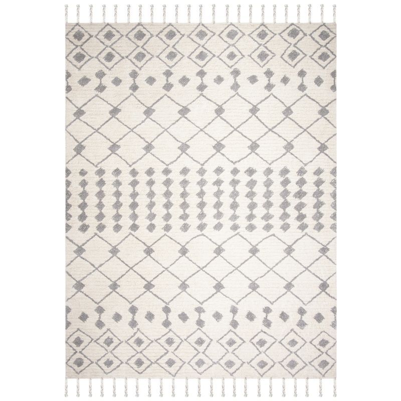 Handmade Ivory & Beige Wool Shag Area Rug 8' x 10'