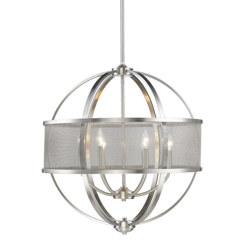 Contemporary Silver 6-Light Industrial-Chic Chandelier