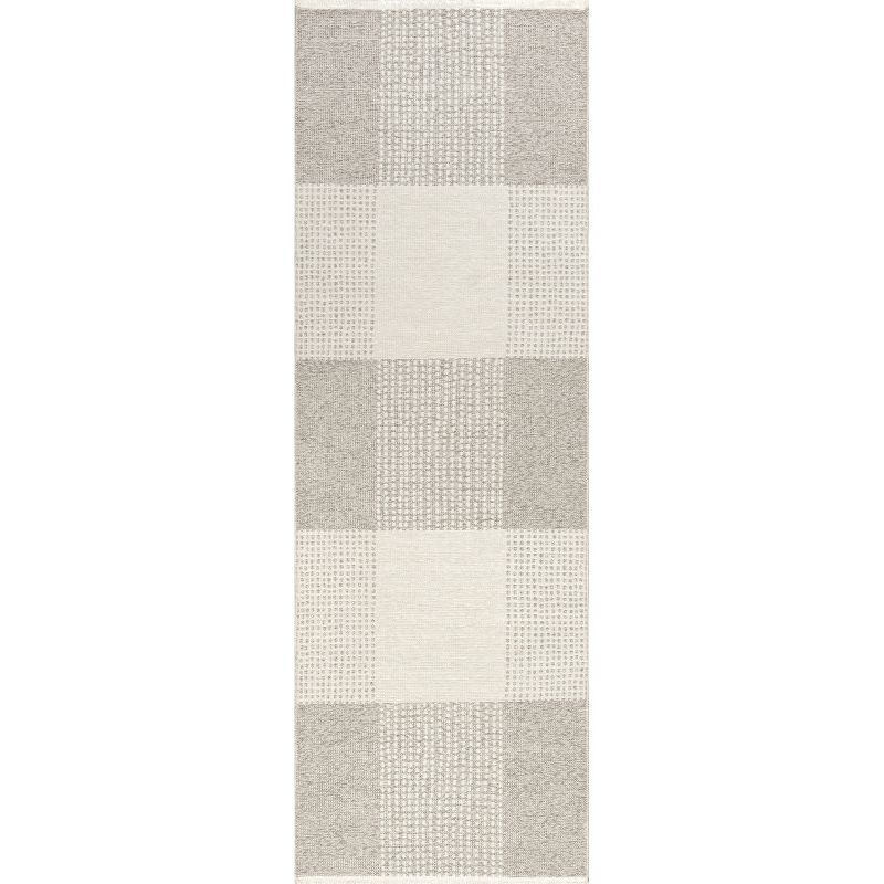 Kirby Cream Geometric Reversible Cotton Runner Rug