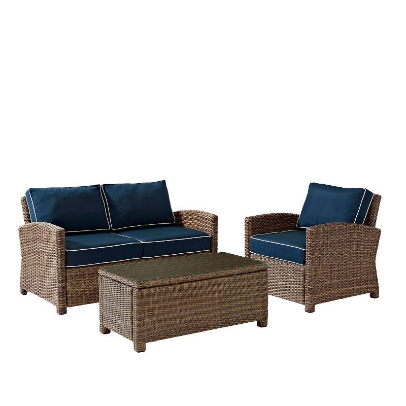 Bradenton 3-Piece Navy Wicker Outdoor Conversation Set