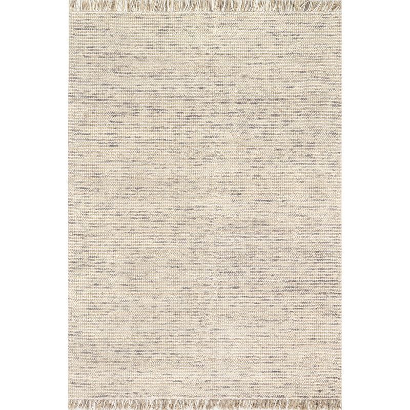 Handwoven Ivory Wool 7'6" x 9'6" Easy-Care Area Rug