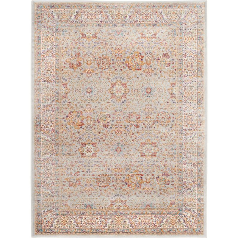 Ivory and Silver Rectangular Viscose Area Rug