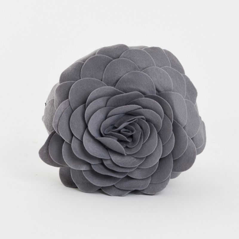 Slate Round Flower Design Poly Filled Throw Pillow