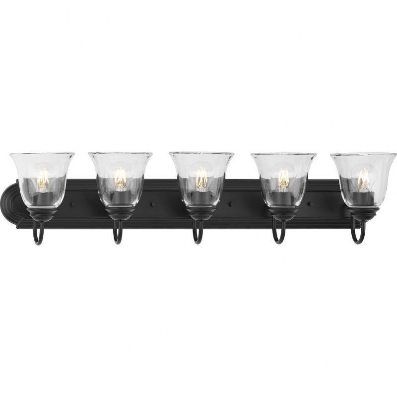 Matte Black 5-Light Vanity Fixture with Clear Glass Shades