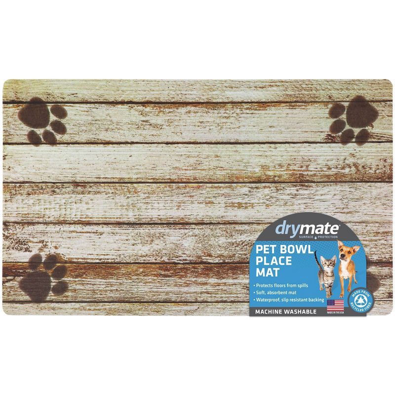 Drymate Distressed Wood Tan Pet Feeding Placemat 12" x 20"