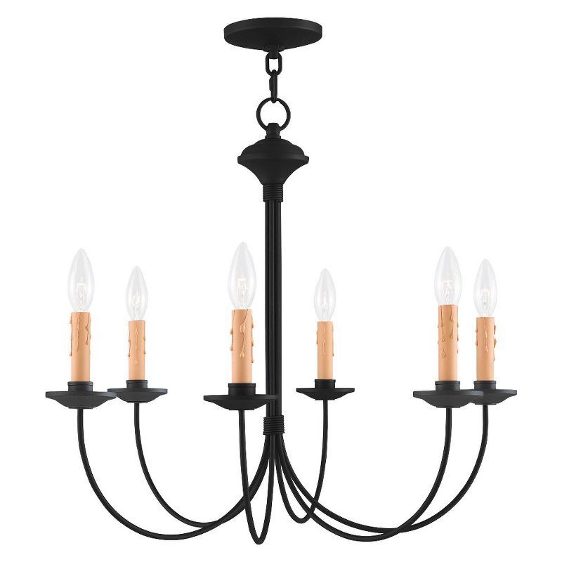 Heritage Black Steel 6-Light Candelabra Chandelier