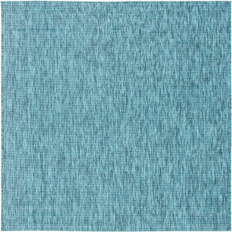 Safavieh Courtyard Collection 6'7" Square Grey/Aqua Indoor/Outdoor Rug