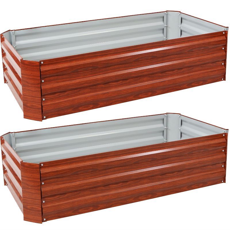 Woodgrain Galvanized Steel Raised Garden Beds, 48" x 24" x 11.75"