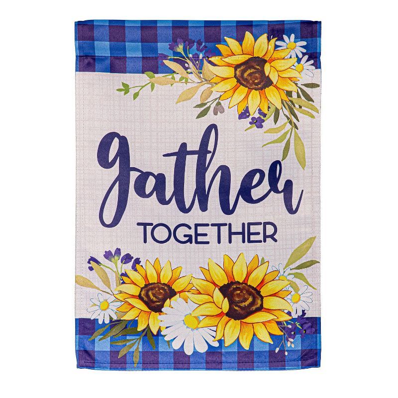 Gather Together Sunflower Suede Garden Flag 12 x 18 Inches