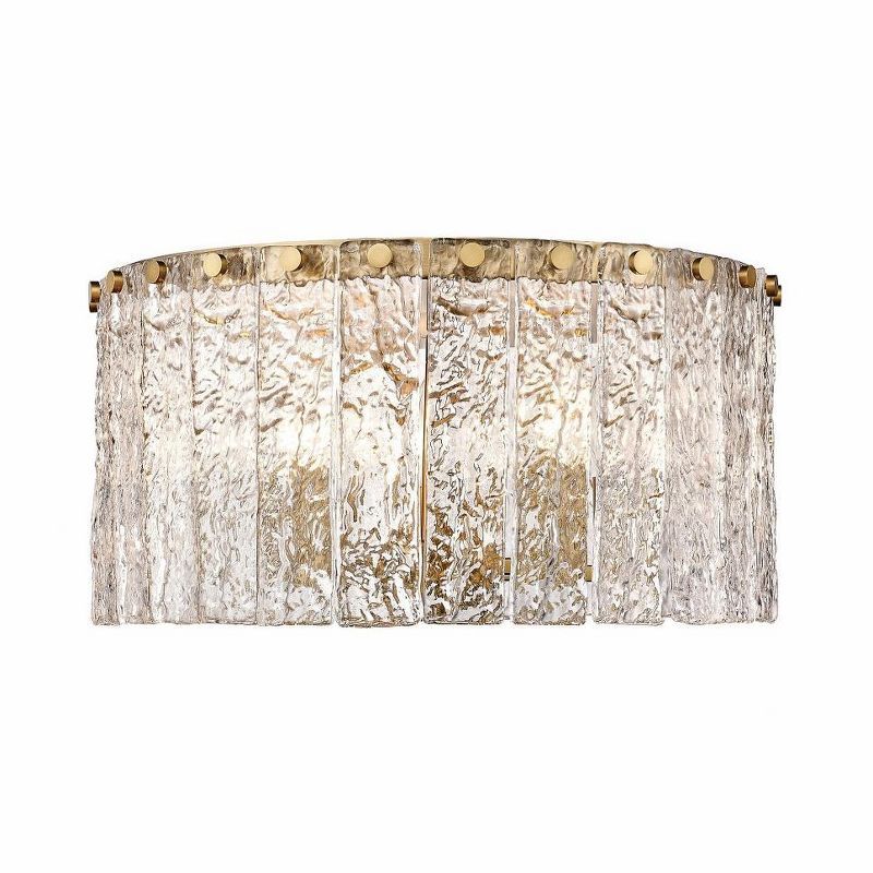 Modern Gold and Glass Textured Flush Mount Ceiling Light