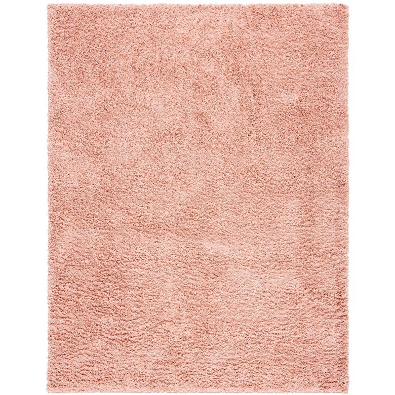 Plush Rose Shag 8' x 10' Hand-Knotted Area Rug with Easy Care Synthetic Yarns