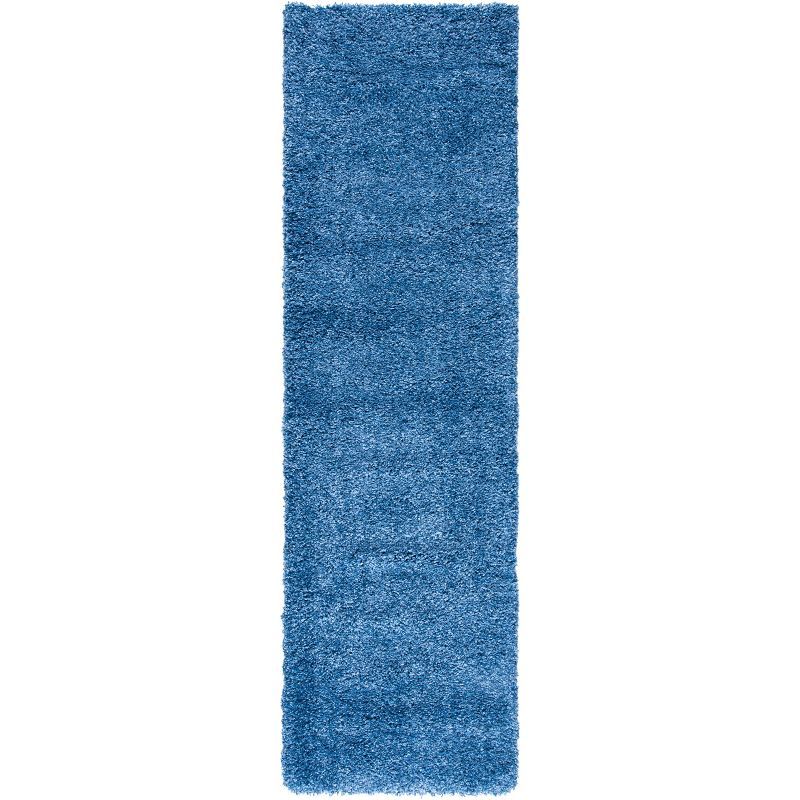 Blue Synthetic Easy Care Shag Runner Rug 2'2" x 8'