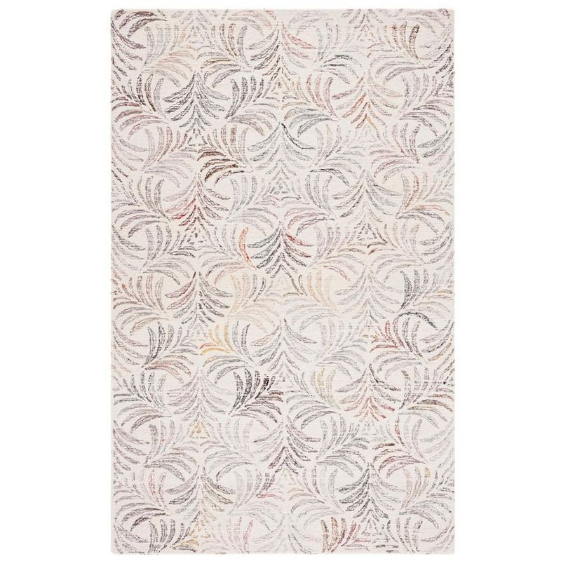 Ivory and Red Floral Hand-Tufted 4' x 6' Wool Area Rug