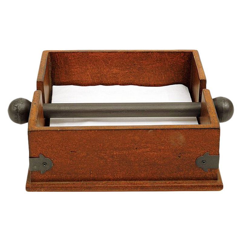 Square Wood Napkin Holder with Metal Bar