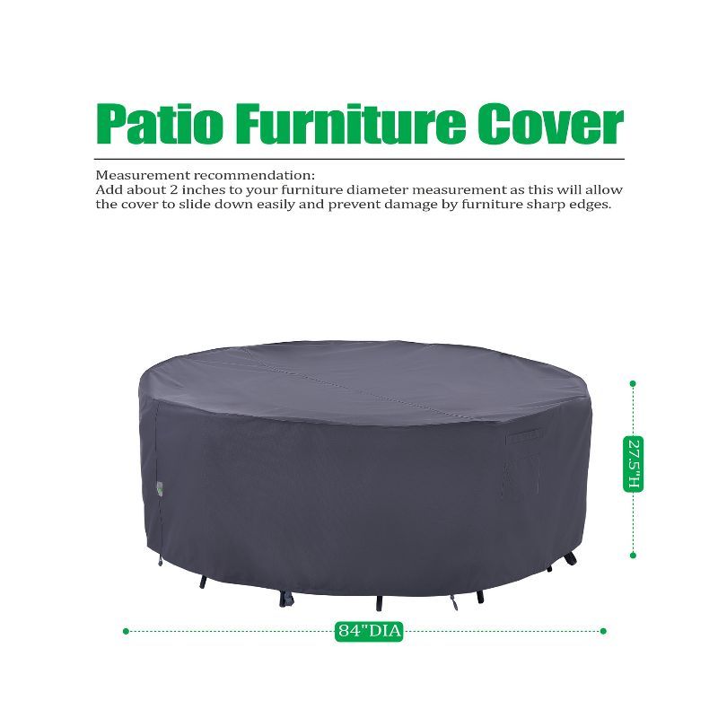 Premium Waterproof Outdoor Patio Round Table Cover, 84" Diameter