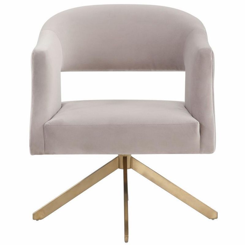 Aurora Geometric Back Swivel Accent Chair in Pale Taupe Velvet