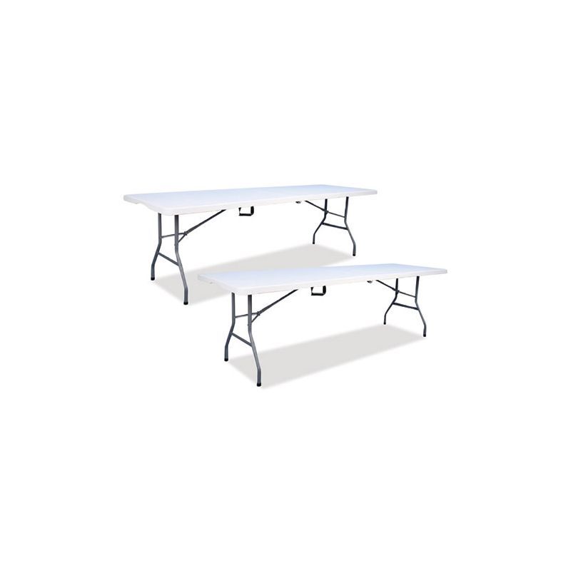 Iceberg White Granite Resin Folding Table with Gray Legs, 94.5" x 29.9" x 30", 2-Pack