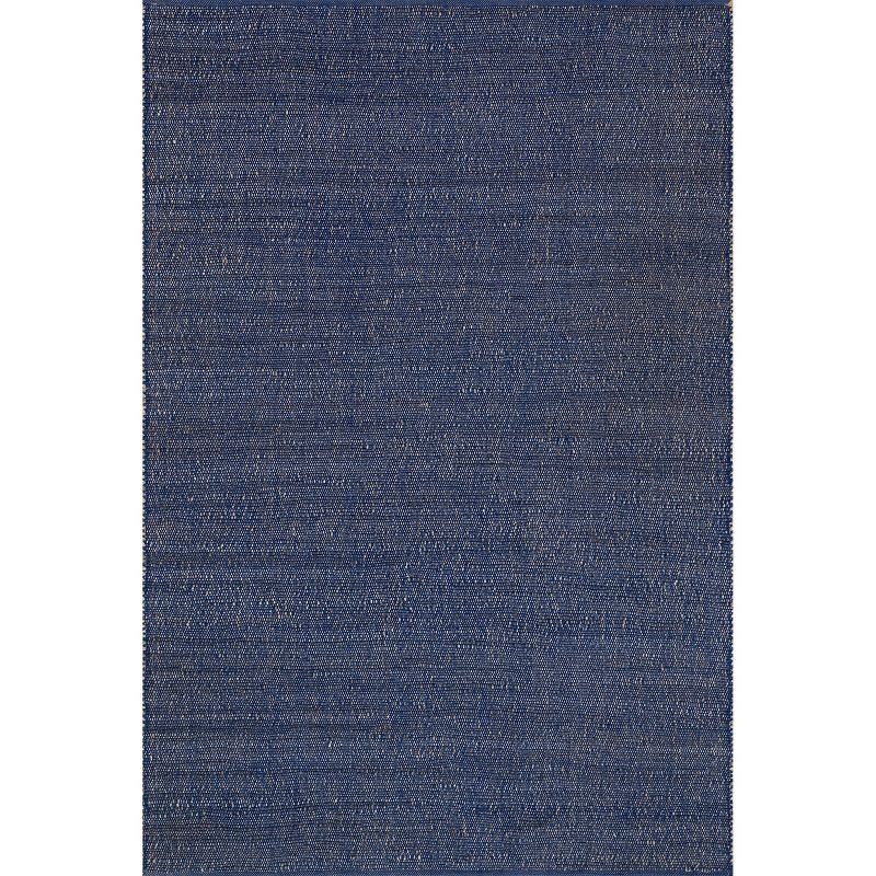 Handcrafted Blue Cotton Jute Blend 3' x 5' Area Rug