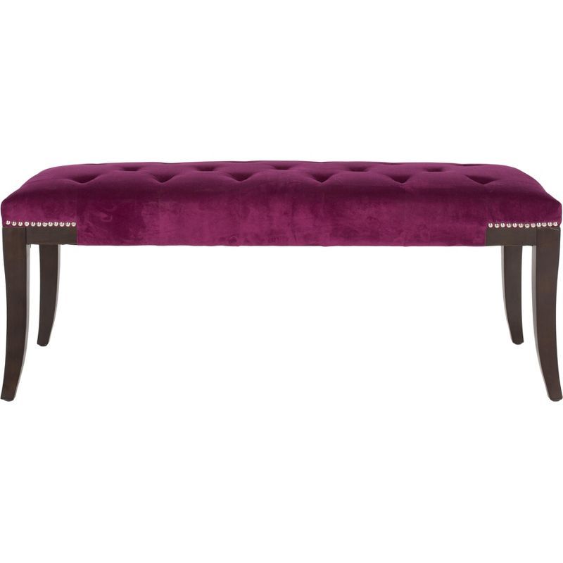 Gibbons Purple Cotton Velour Bench with Nail Heads