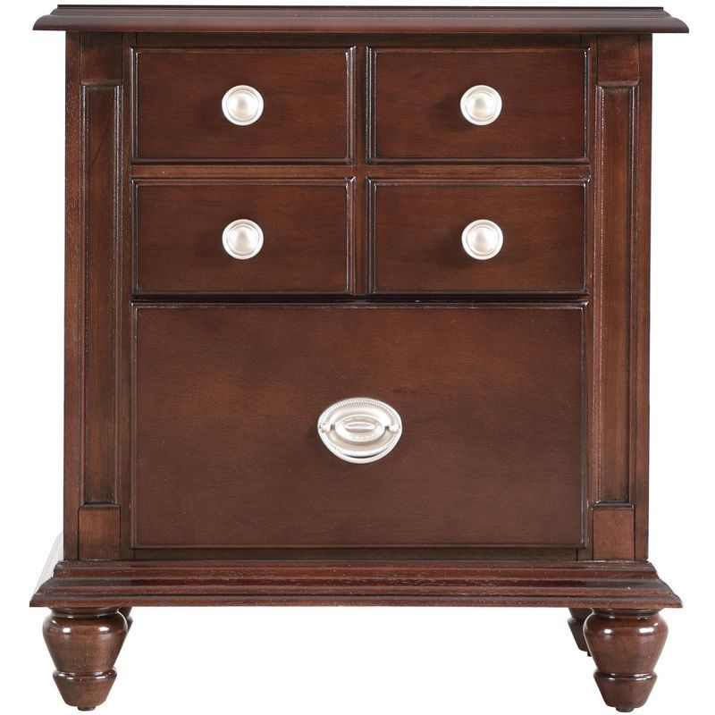 Summit Cappuccino 5-Drawer Solid Wood Veneer Nightstand