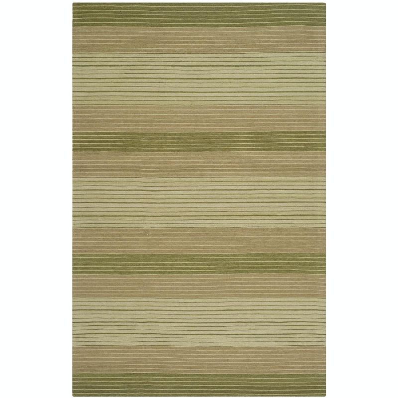 Marbella Green and Beige Handwoven Wool Cotton Area Rug 6' x 9'