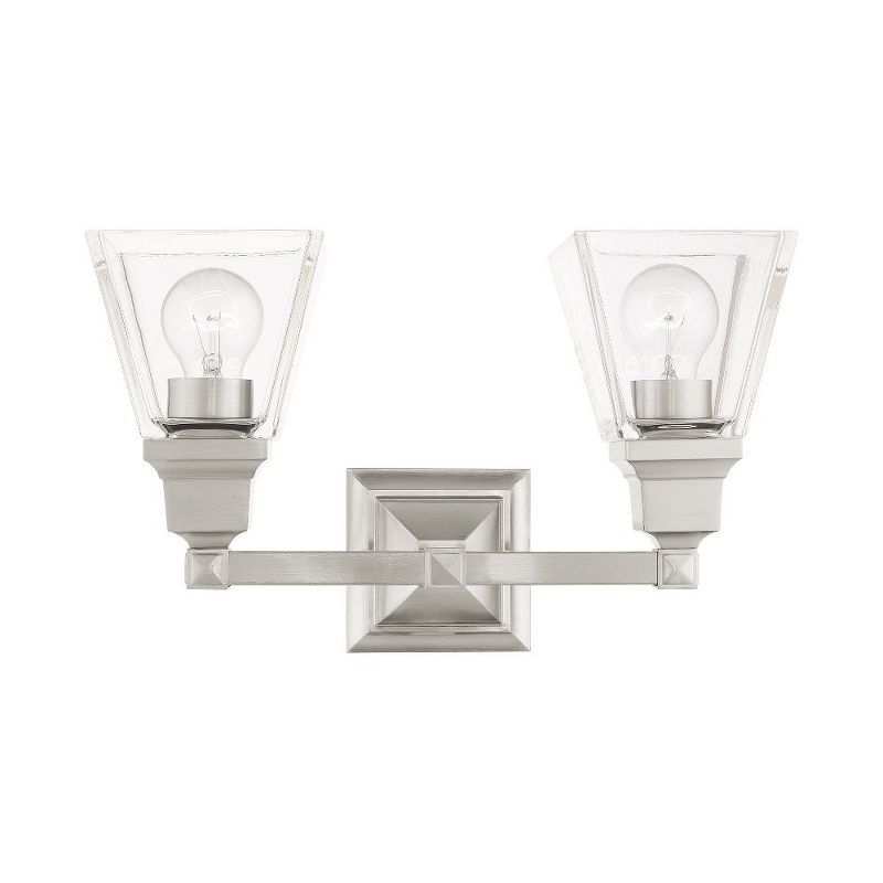 Brushed Nickel 2-Light Vanity with Clear Glass