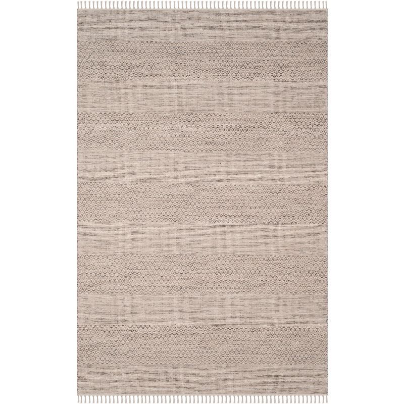 Ivory and Steel Grey 6' x 9' Handwoven Cotton Area Rug